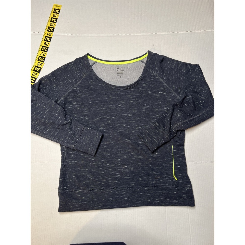 Nike Dri-FIT Flecked Long Sleeve Sweatshirt Navy Blue Women's SZ